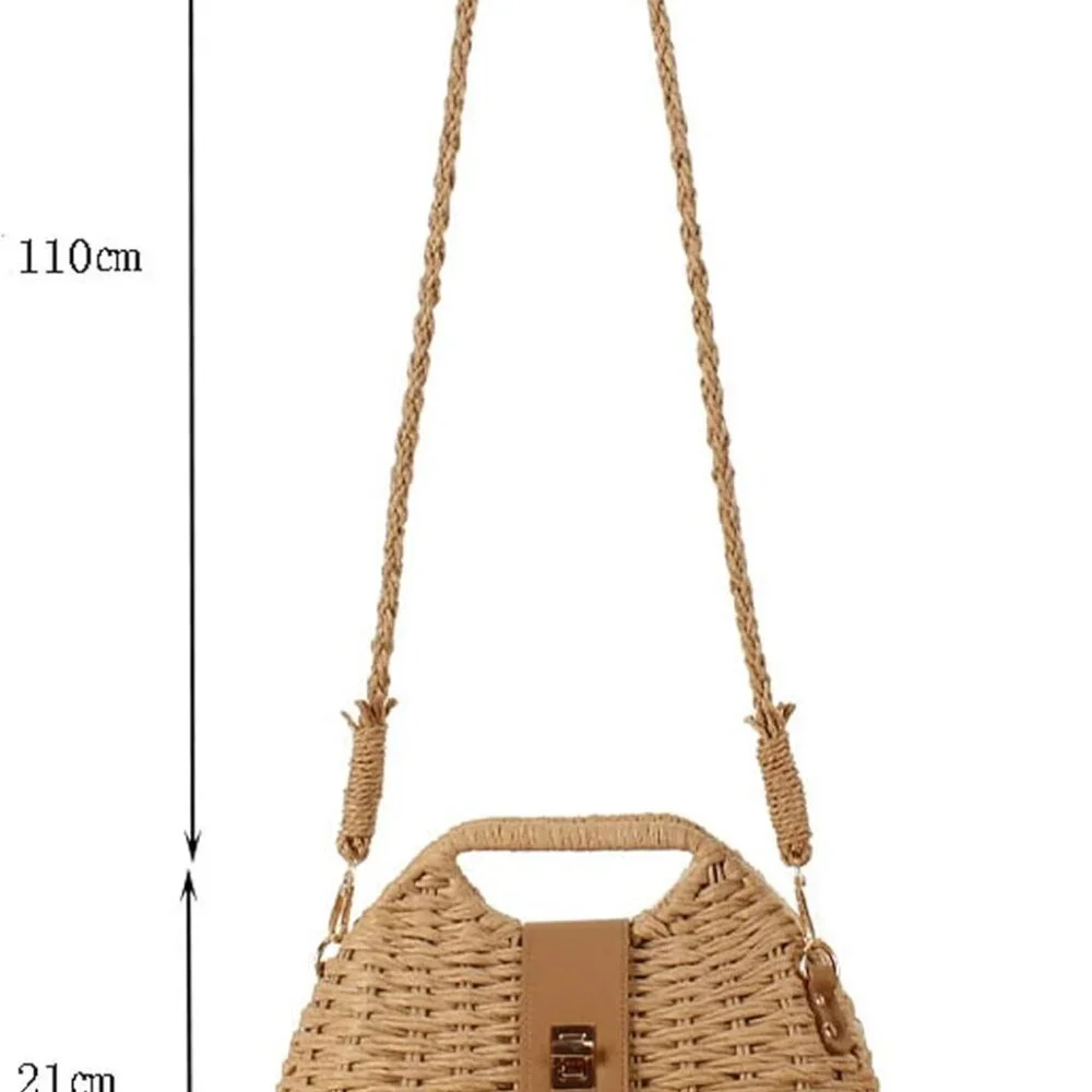 Straw Clutch Purses for Women Rattan Woven Beach Handbag Summer Purse with Detac - Picture 5 of 8